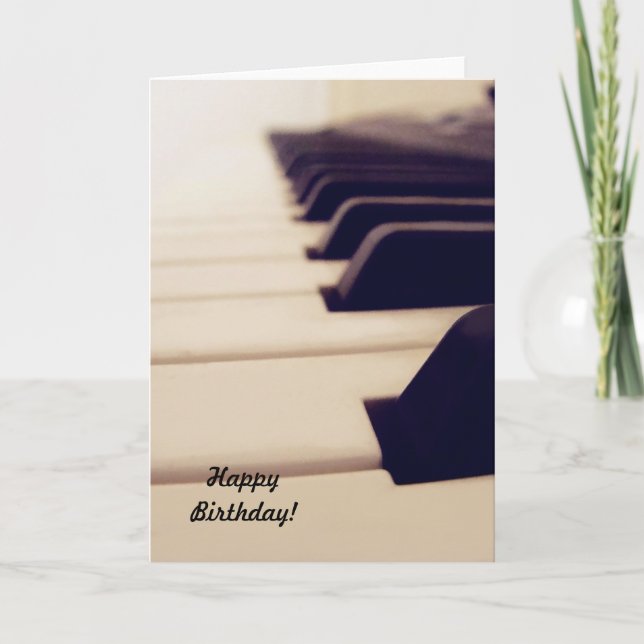Tarjeta de cumpleaños, foto de las teclas de piano (Anverso)