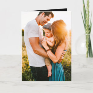 Tarjeta de cumpleaños, foto plegada y texto