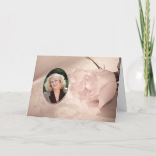 Tarjeta de cumpleaños fotográfica con rosa rosa ro