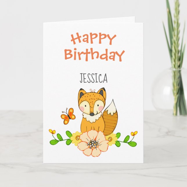 Tarjeta de cumpleaños Fox Happy (Anverso)