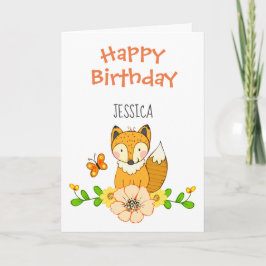 Tarjeta de cumpleaños Fox Happy