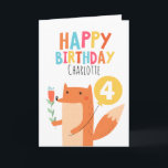 Tarjeta de cumpleaños Fox para chicas<br><div class="desc">Esta tarjeta de cumpleaños para niños incluye un zorro lindo, globo amarillo y flores. También he usado un tipo de letra llamado Guay Britannia para el encabezado tanto en la parte delantera como en la parte trasera de la tarjeta. Esta tarjeta de cumpleaños es la más adecuada para un chica...</div>