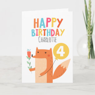 Tarjeta de cumpleaños Fox para chicas