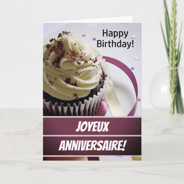 Tarjeta de cumpleaños francesa / "aniversario de j (Anverso)