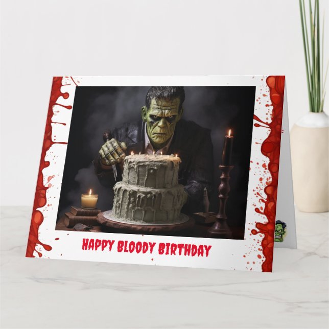 Tarjeta de cumpleaños Frankenstein (Anverso)