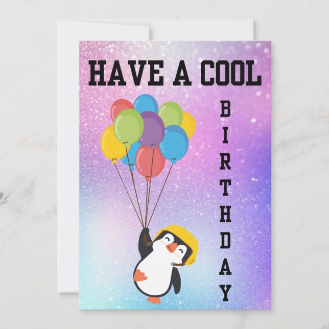 TARJETA DE CUMPLEAÑOS FRESCA DE PENGUINO (Anverso)