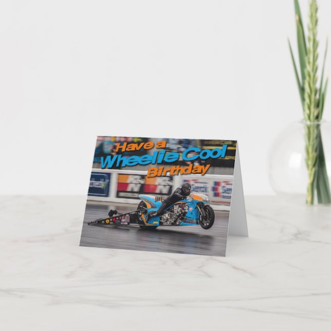 Tarjeta de cumpleaños fresca Wheelie (Anverso)