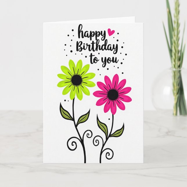 Tarjeta de cumpleaños Fuchsia Lime (Anverso)