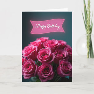 Tarjeta de cumpleaños fucsia dulce