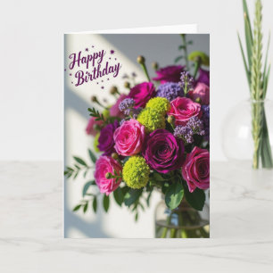 Tarjeta de cumpleaños fucsia encantadora