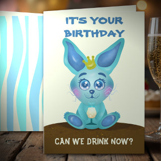 Tarjeta de cumpleaños Funny Bunny ¿Podemos beber a