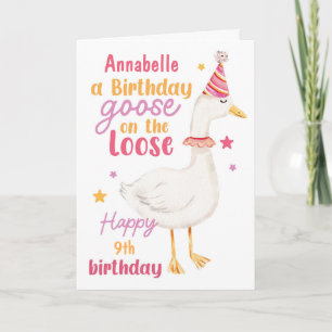Tarjeta de cumpleaños Funny Goose con nombre y eda