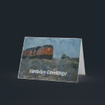 Tarjeta de cumpleaños Funny Pun de la locomotora d<br><div class="desc">Mi obra de arte digital original, que incluye mi fotografía original de un tren de locomotoras viejo, en un patio de tren de un viaje por carretera a través de Arizona, está en esta tarjeta de cumpleaños de arte bonito. La imagen fue procesada con un efecto de fantasía acuarela para...</div>