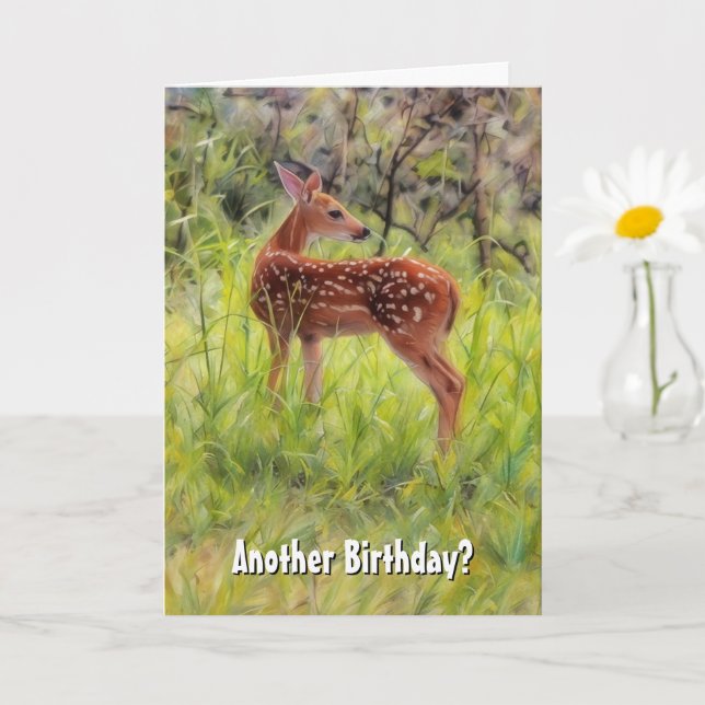 Tarjeta de cumpleaños Funny Pun Deer Nature (Planta pequeña)