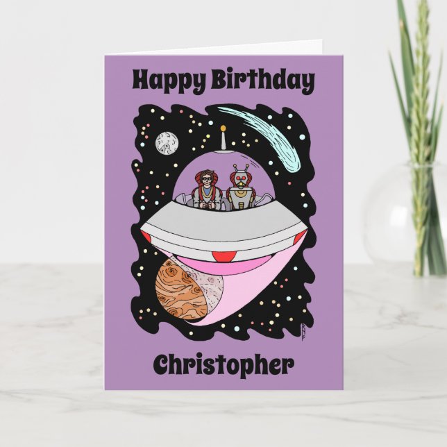 Tarjeta de cumpleaños Galactic Road Trip 2018 (Anverso)