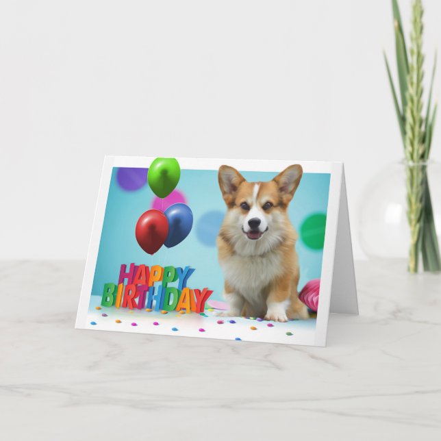 Tarjeta de cumpleaños galesa Corgi (Anverso)