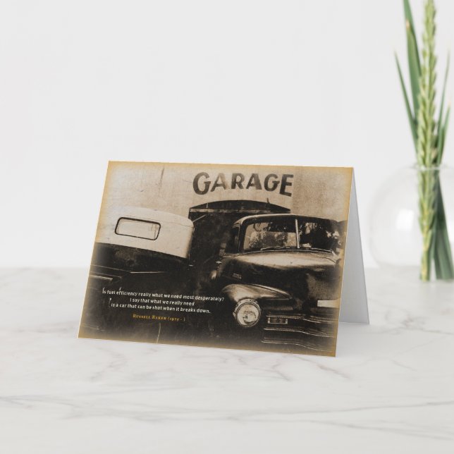 Tarjeta de cumpleaños: garaje antiguo (Anverso)