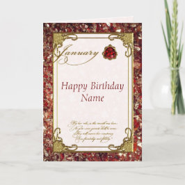 Tarjeta de cumpleaños Garnet Birthstone de enero
