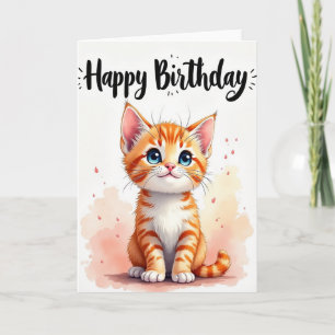 Tarjeta de cumpleaños gatito dulce