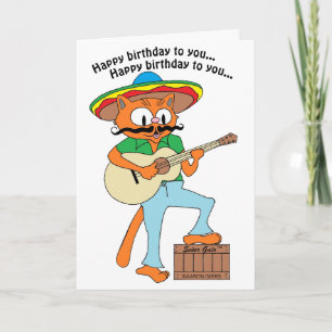 Tarjeta de cumpleaños gato de dibujos animados can