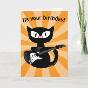 Tarjeta de cumpleaños - Gato de dibujos animados n