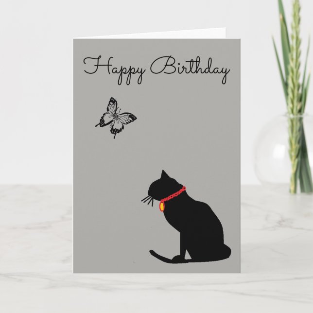 Tarjeta de cumpleaños Gato Gris Resumen de Guay (Anverso)