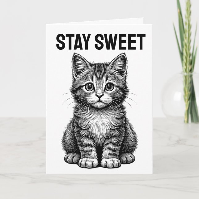 TARJETA DE CUMPLEAÑOS GATO LINDO SALUDO (Anverso)