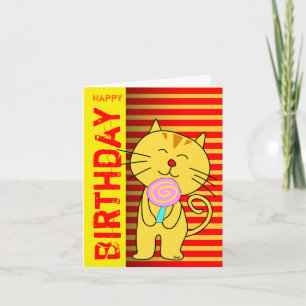 Tarjeta de cumpleaños Gato Lollipop