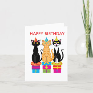 Tarjeta de cumpleaños: gatos de cumpleaños en gorr