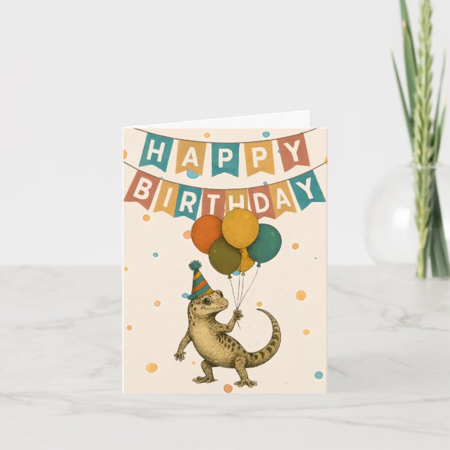 Tarjeta de cumpleaños Gecko - Reptile divertida co (Anverso)