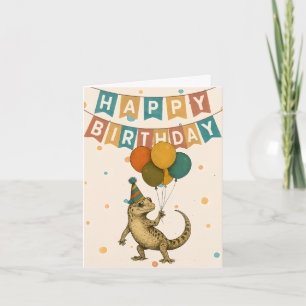 Tarjeta de cumpleaños Gecko - Reptile divertida co