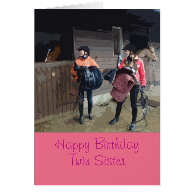 Tarjeta de cumpleaños gemela de la hermana (Frente)