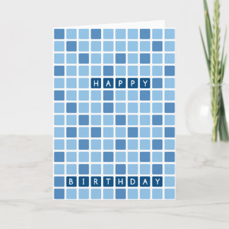 Tarjeta de cumpleaños gemétrica Blue Squares