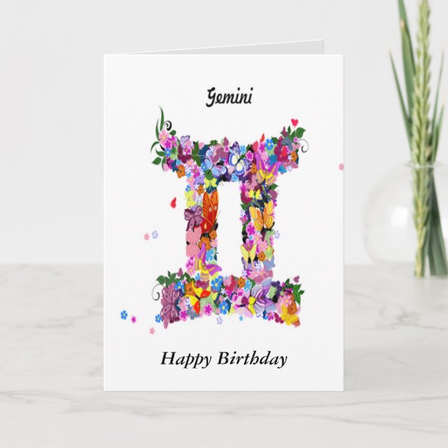 Tarjeta de cumpleaños Gemini Astrology (Anverso)