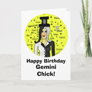 Tarjeta de cumpleaños Gemini Chick