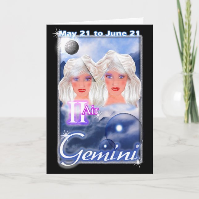 Tarjeta de cumpleaños Gemini Zodiac (Anverso)