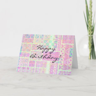 Tarjeta de cumpleaños genérica de Quilt Block de e