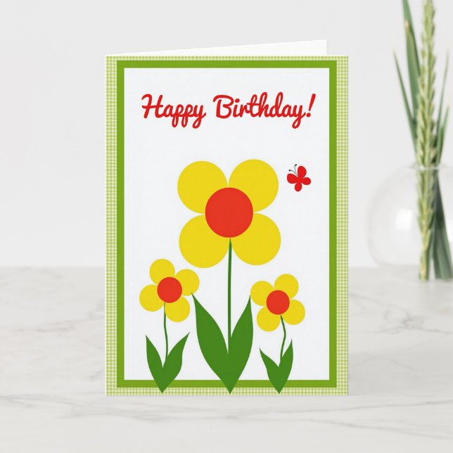 Tarjeta de cumpleaños Geometric Bloom (Anverso)
