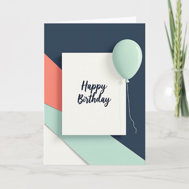 Tarjeta de cumpleaños geométrica elegante (Anverso)