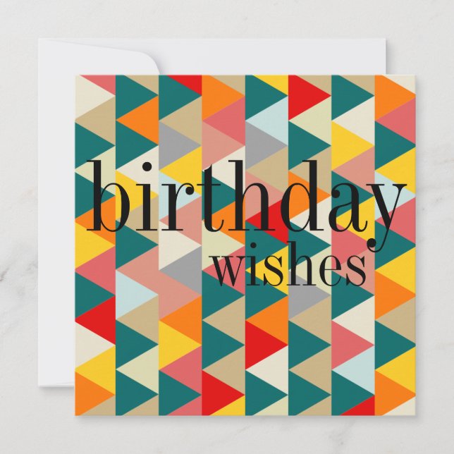 Tarjeta de cumpleaños geométrica estilo nórdico es (Anverso)