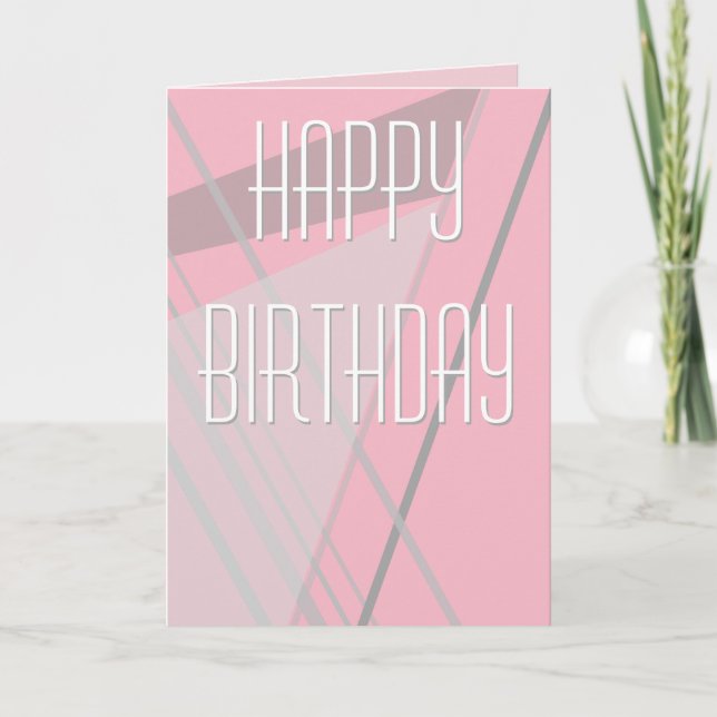 Tarjeta de cumpleaños geométrica rosa simple (Anverso)