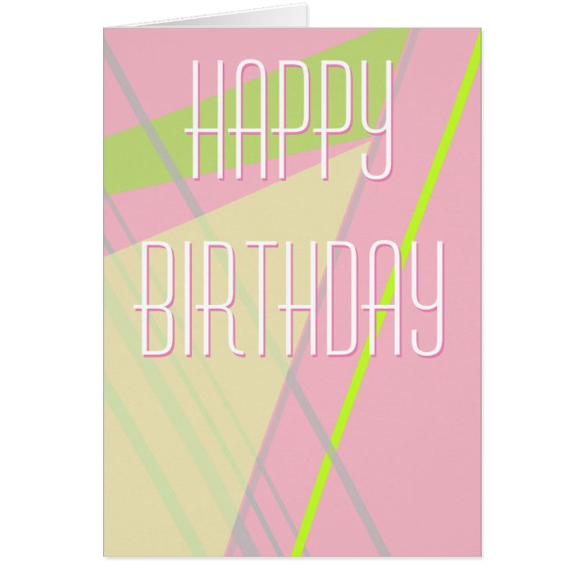 Tarjeta de cumpleaños Geométrica Simple Pink & Lim (Frente)