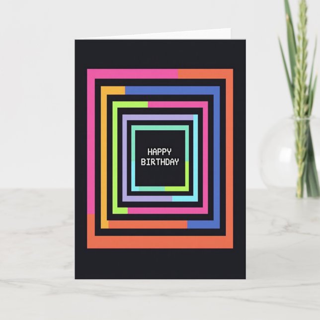 Tarjeta de cumpleaños geométrica vibrante (Anverso)