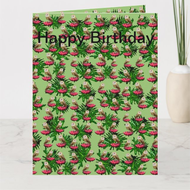 Tarjeta de cumpleaños gigante de lechuzas de grane (Anverso)