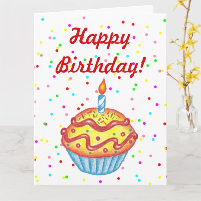 Tarjeta de cumpleaños gigante de pastel de cumplea (flor amarilla)