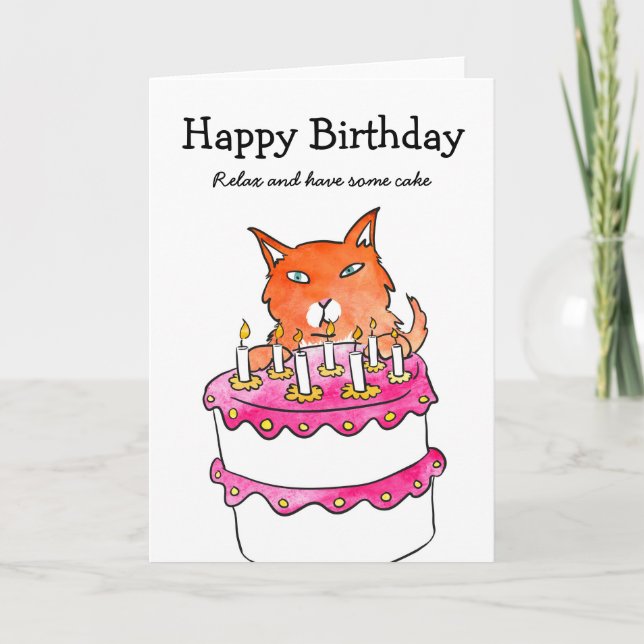 Tarjeta de cumpleaños Ginger cat (Anverso)