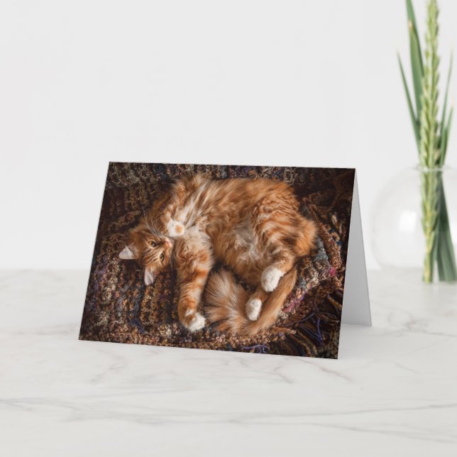 Tarjeta de cumpleaños Ginger Cat Happy (Anverso)