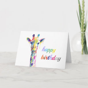 Tarjeta de cumpleaños - Girafa colorida