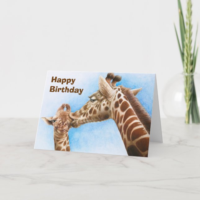 Tarjeta de cumpleaños Giraffe & Baby (Anverso)