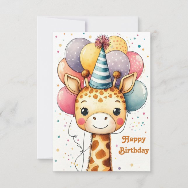 Tarjeta de cumpleaños Giraffe Design (Anverso)